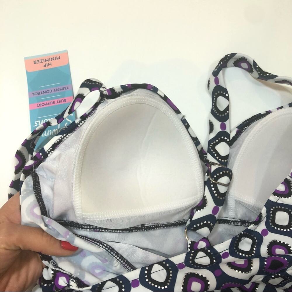 Swim Solution Tired one piece swimsuit Sz 8 - Picture 6 of 8